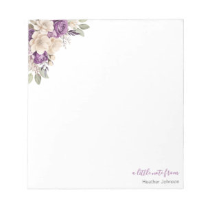Elegantes lila und elfenbeinernes Rosen-Notizbuch  Notizblock