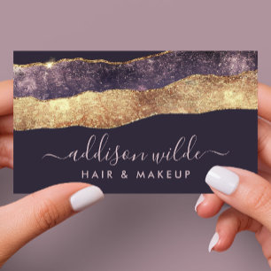 Elegantes Lila und Gold Trendige moderne Schriftar Visitenkarte