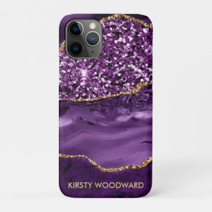 Elegantes lila und goldenes Glitter-Ozean-Achat Case-Mate iPhone Hülle