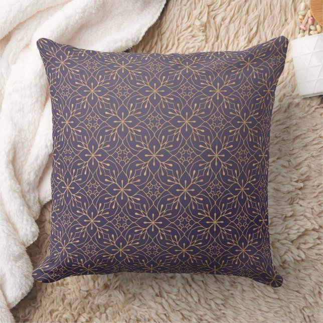 Elegantes lila und goldenes Kissen (Decke)