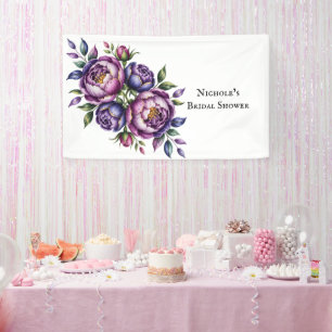 Elegantes Lila und Magenta Peony Brautparty Banner