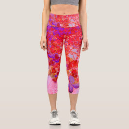 Elegantes Lila und Orange Limelight Hydrangea Capri Leggings