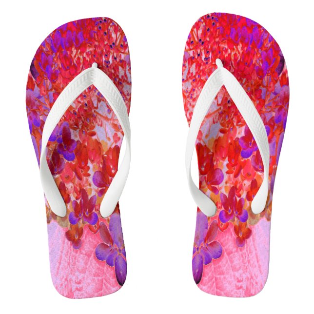 Elegantes Lila und Orange Limelight Hydrangea Flip Flops (Fußbett)