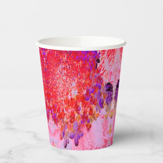 Elegantes Lila und Orange Limelight Hydrangea Pappbecher (Links)