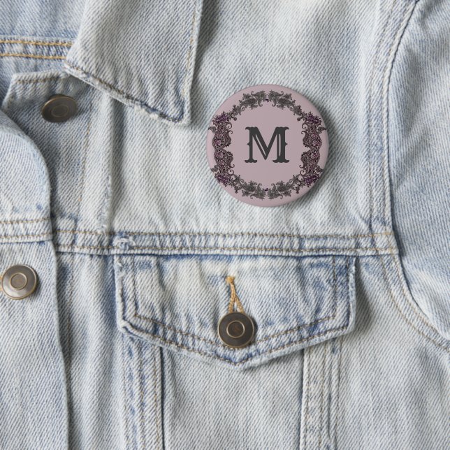 Elegantes Lila und Silver Gerahmtes Monogramm Button (Beispiel)