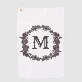 Elegantes Lila und Silver Gerahmtes Monogramm Golfhandtuch