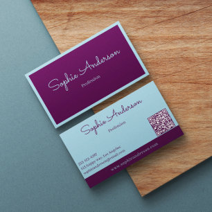 Elegantes Lila und Türkis mit QR-Code Visitenkarte