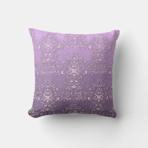 Elegantes lila und violettes zweifarbiges Damast Kissen