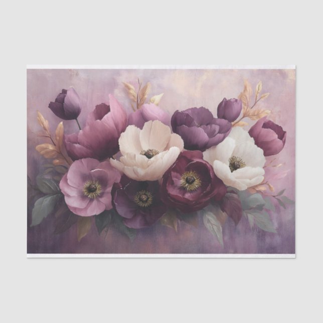 Elegantes Lila und weißes Bouquet Seidenpapier (Vorderseite)