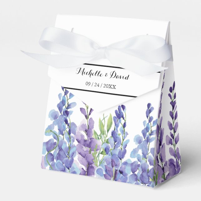 Elegantes Lila Violet Florals Gastgeschenk Hochzei Geschenkschachtel (Vorderseite)