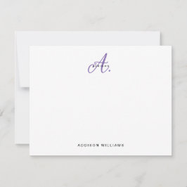 Elegantes Lila Violet Script Monogram Mitteilungskarte