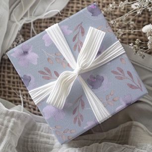 Elegantes lila Wasserfarben-Blumenmuster Geschenkpapier