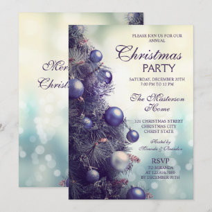 Elegantes Lila Weihnachtsbaum Weihnachts-Party Einladung