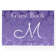 Elegantes Lila White Wedding Monogramm