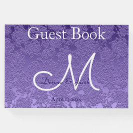 Elegantes Lila White Wedding Monogramm Gästebuch