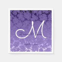 Elegantes Lila White Wedding Monogramm