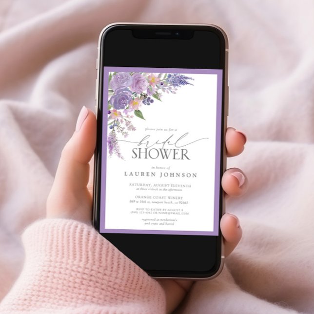 Elegantes Lilac Lavender Watercolor Brautparty Einladung (Von Creator hochgeladen)
