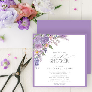 Elegantes Lilac Lavender Watercolor Brautparty in Einladung
