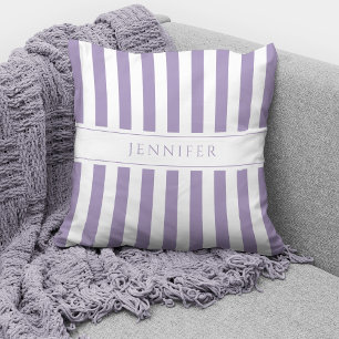 Elegantes Lilac-Muster Lila- und Weißstreifenmuste Kissen