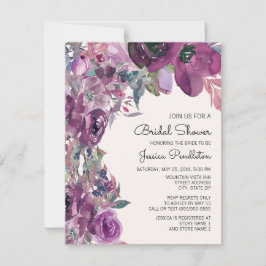 Elegantes Lilac Plum Lila florales Brautparty Einladung