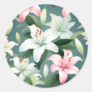 Elegantes Lily Pattern Runder Aufkleber