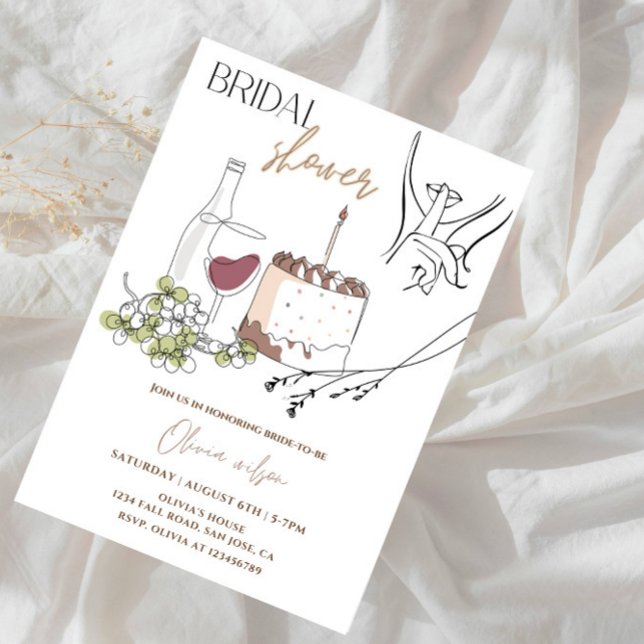 Elegantes Line Art Brautparty Party Einladung (Von Creator hochgeladen)