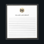 Elegantes Lined Notepad Notizblock<br><div class="desc">Erleben Sie mit diesem eleganten Lined Notepad Ihr Erlebnis in der Notizfunktion. Dieses stilvolle Notizblock verfügt über ein edles Monogramm-Logo, das den ersten in einem gebürstetem Gold-Design mit unten anpassbarem Text präsentiert. Die ausgekleideten Seiten bieten eine perfekte Leinwand, um Gedanken, Ideen und wichtige Notizen zu vereinen. Erleben Sie die Kombination...</div>