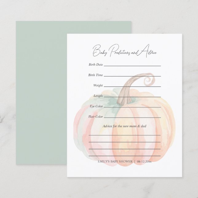 Elegantes Little Pumpkin Baby Shower Guessing Game (Vorne/Hinten)