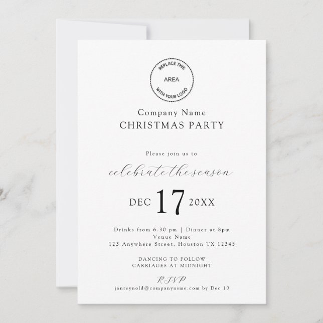Elegantes Logo Company Weihnachts-Party Einladung (Vorderseite)