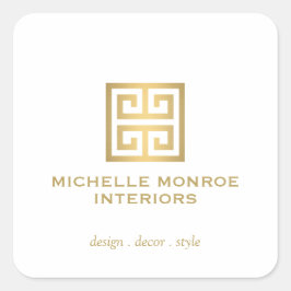 Elegantes Logo des griechischen Key Designer Gold/ Quadratischer Aufkleber