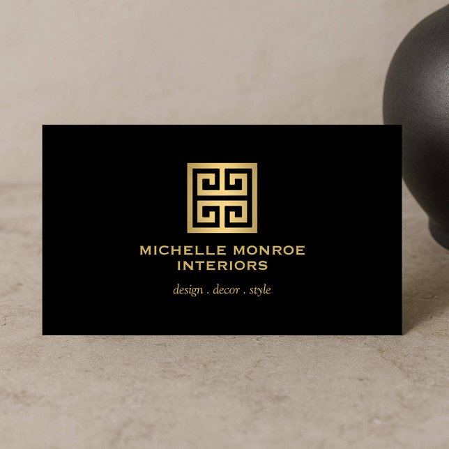 Elegantes Logo des griechischen Key-Designers Gold Visitenkarte (Von Creator hochgeladen)