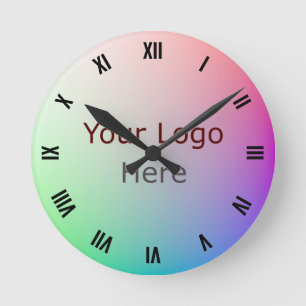 Elegantes Logo, Foto auf dem Farbrad "Pastel Rainb Runde Wanduhr