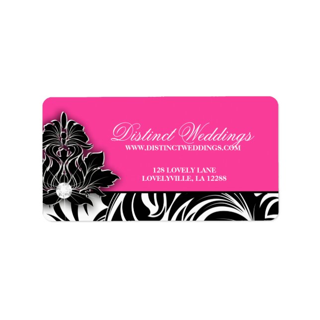 Elegantes Logo für das Hochzeitslabel Rosa Adressaufkleber (Vorne)