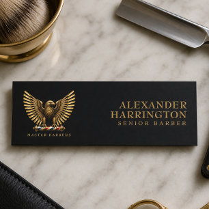 Elegantes Logo für den Barbierladen Golden Eagle m Namensschild