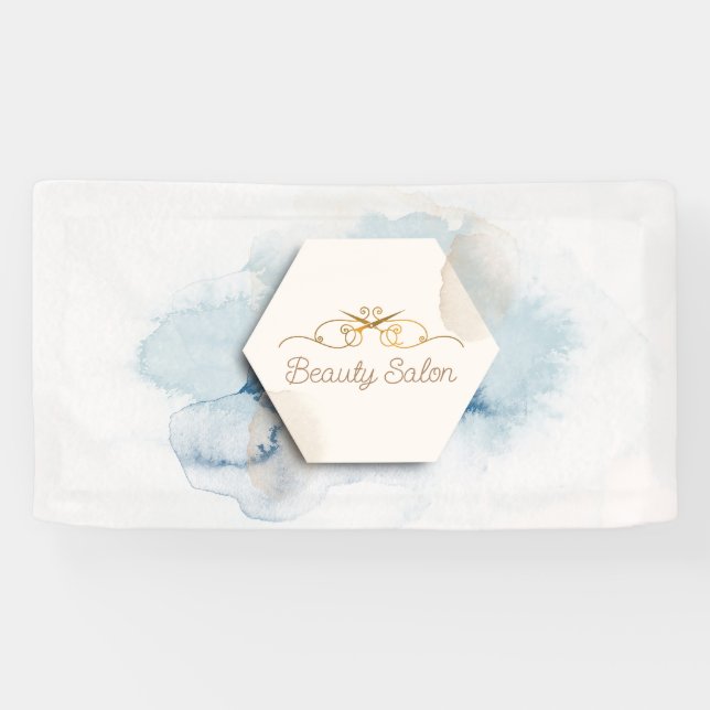 Elegantes Logo für den blauen und goldenen Schönhe Banner (Horizontal)