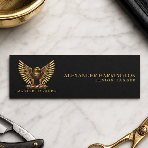 Elegantes Logo für den Friseurstab mit goldenem Ad Namensschild
