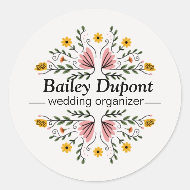 elegantes Logo für den Hochzeitsplaner Runder Aufkleber (Vorderseite)