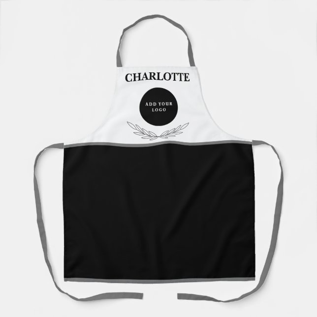 Elegantes Logo für Schwarz und Weiß Schürze (Vorderseite)