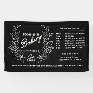 Elegantes Logo für Schwarz-weiße Bäckerei Stunde Banner