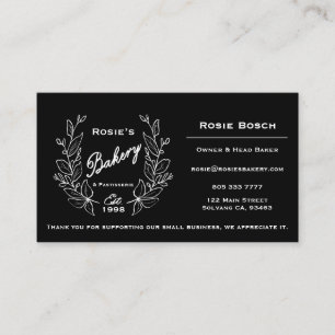 Elegantes Logo für Schwarz-weiße Bäckerei Visitenkarte