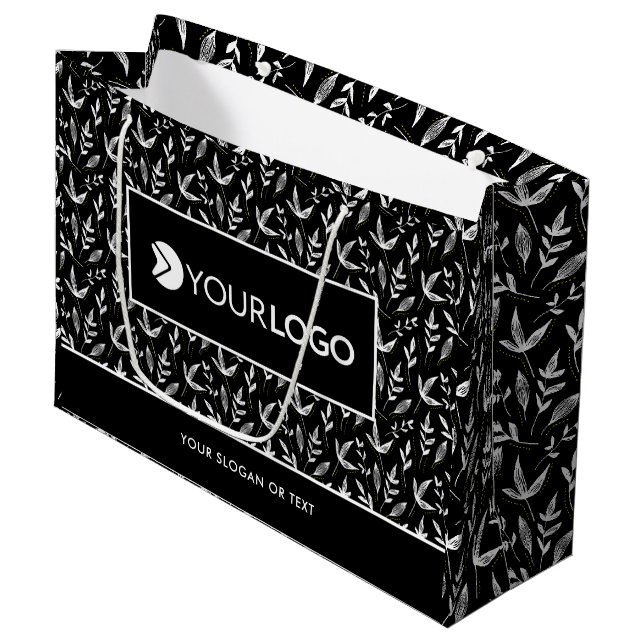 Elegantes Logo für Unternehmen - Schwarz Große Geschenktüte (Vorderseite Schrägansicht)