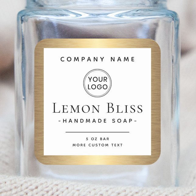 Elegantes Logo mit goldenem Farbverlauf Quadratischer Aufkleber (Von Creator hochgeladen)