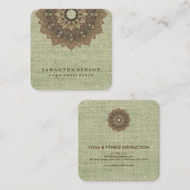 Elegantes Lotos-Blumen-Logo-Yoga Quadratische Visitenkarte (Vorne/Hinten)