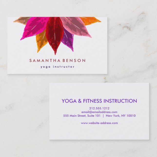 Elegantes Lotos-Blumen-Logo-Yoga Visitenkarte (Vorne/Hinten)