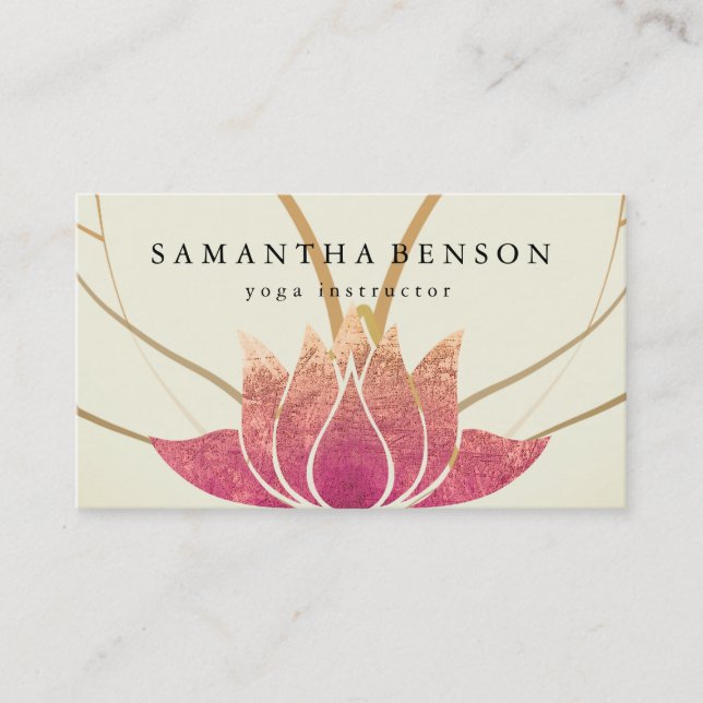 Elegantes Lotos-Blumen-Logo-Yoga Visitenkarte (Vorderseite)