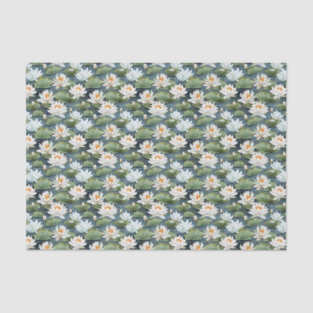 Elegantes Lotus-Blume-Fliesenmuster Seidenpapier (Vorderseite)