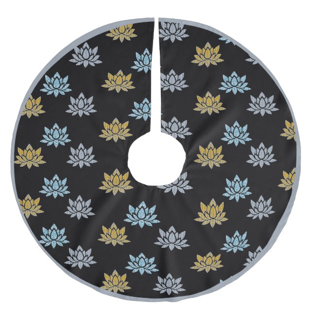 Elegantes Lotus Blume Muster Zen Yoga Meditation Polyester Weihnachtsbaumdecke (Vorderseite)