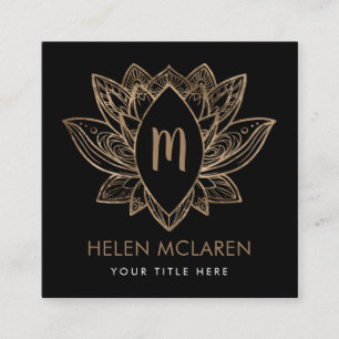 Elegantes Lotus Monogramm  Quadratische Visitenkarte