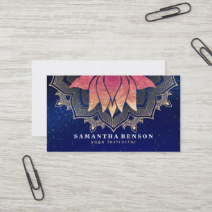 Elegantes Lotusblumen-Mandala-Logo Yoga-Trainer Visitenkarte