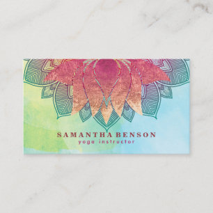 Elegantes Lotusblumen-Mandala-Logo Yoga-Trainer Visitenkarte